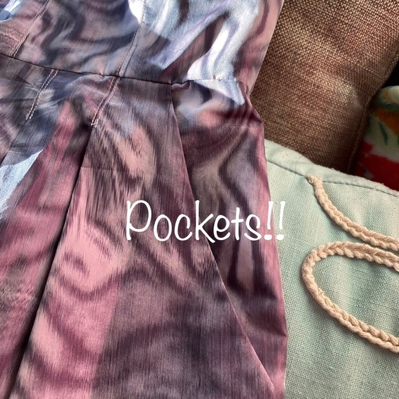 BCBGMaxAzria Violet Swirl Martina Strapless Dress w/ Pockets Size 4 - Picture 2 of 8